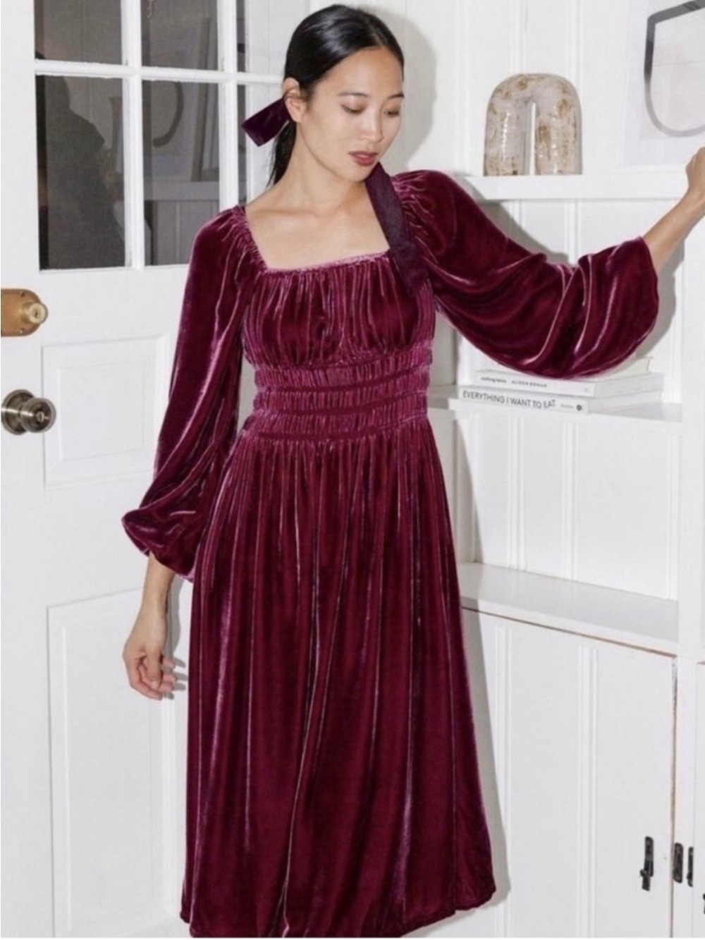 EUC Hill House Home Jasmine Nap Dress in Burgundy Velvet